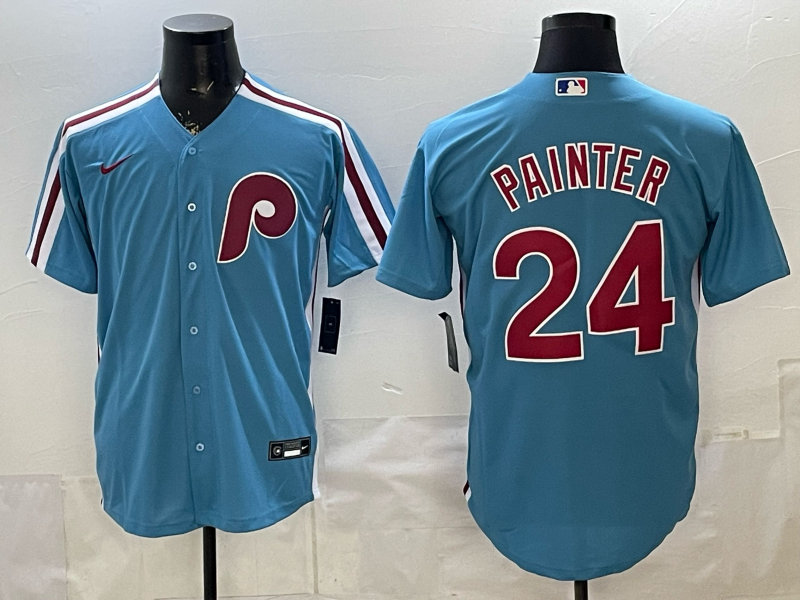 Men's Philadelphia Phillies Andrew Painter #24 Light Blue Alternate Replica Jersey