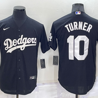 Men's Los Angeles Dodgers Justin Turner #10 Black Replica Baseball Jersey1