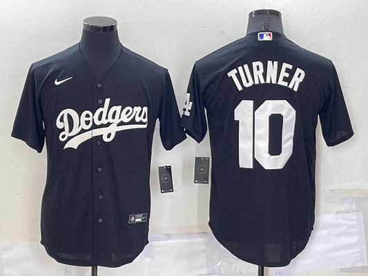 Men's Los Angeles Dodgers Justin Turner #10 Black Replica Baseball Jersey1