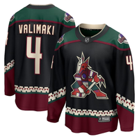 Men's Arizona Coyotes Juuso Valimaki #4 Black Home Breakaway Jersey1