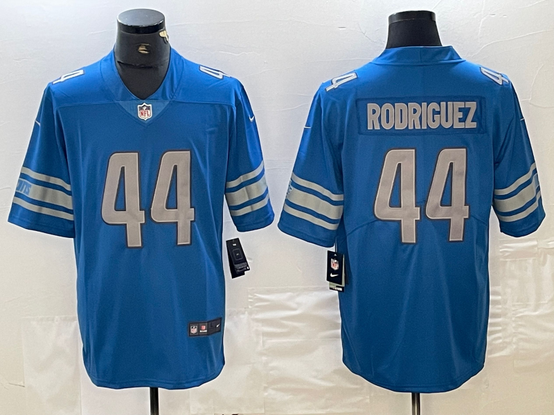 Malcolm Rodriguez #44 Detroit Lions Blue Game Player Jersey - JerseysFreak