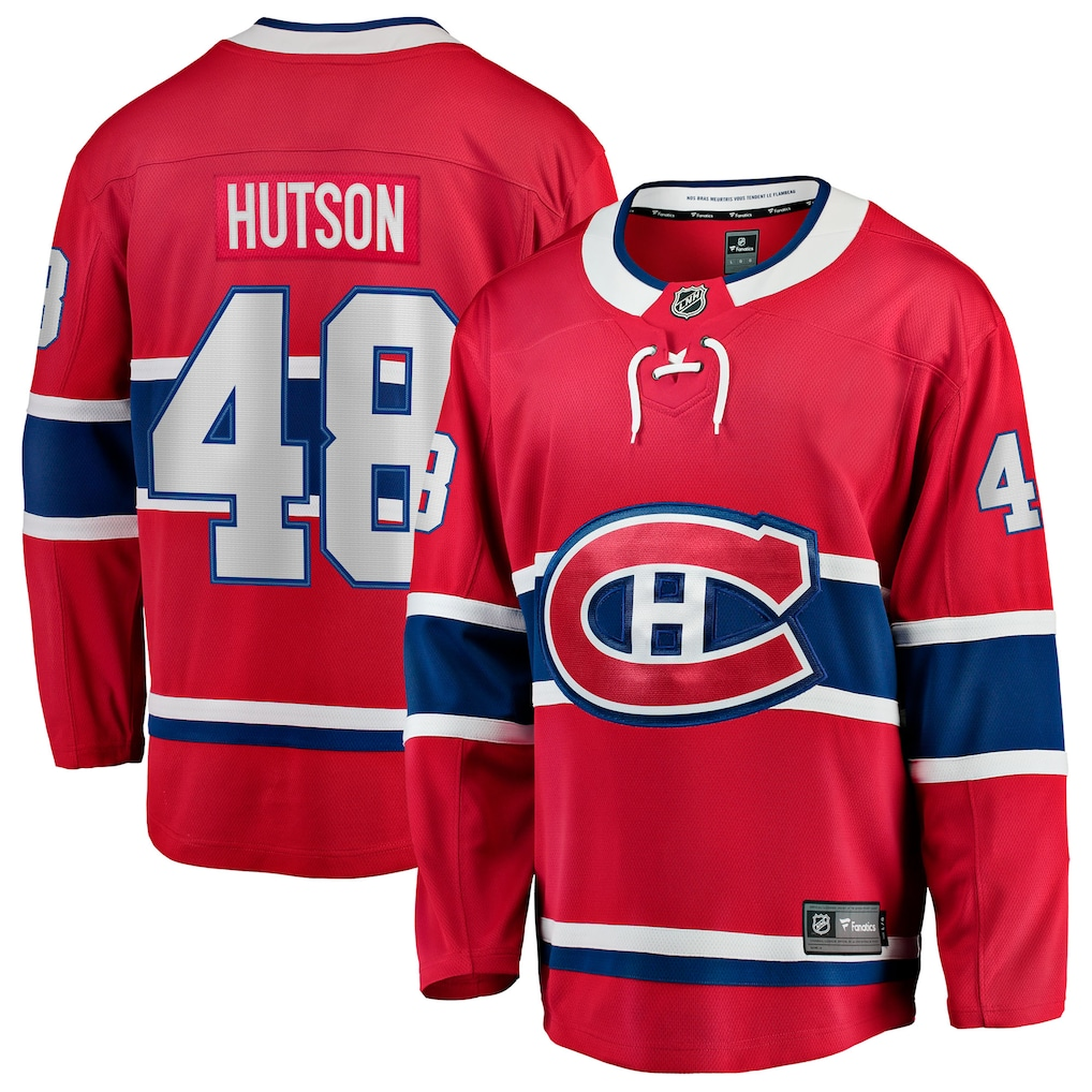 Men's Montreal Canadiens Lane Hutson #48 Fanatics Red Home Breakaway Jersey