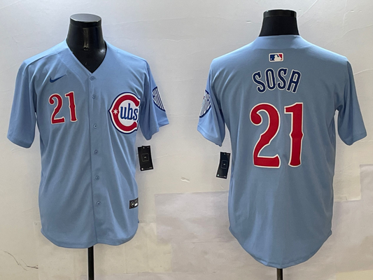 Men's Chicago Cubs Sammy Sosa #21 Baby Blue 2nd Alternate Limited Player Jersey1