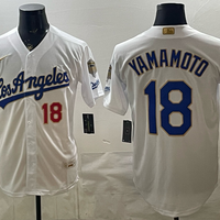Men's Los Angeles Dodgers Yoshinobu Yamamoto #18 White 2026 Gold Collection Stadium Jersey