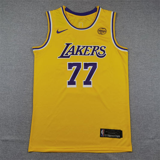 Men's Los Angeles Lakers Luka Doncic #77 Gold Swingman Jersey1 - Icon Edition