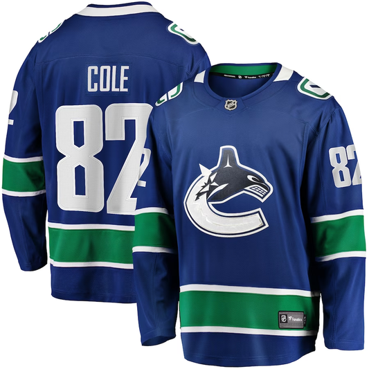 Men's Vancouver Canucks Ian Cole #82 Blue Home Breakaway Jersey1