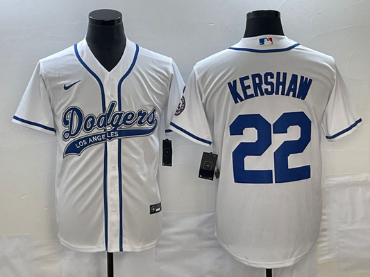 Men's Los Angeles Dodgers Clayton Kershaw #22 White Player Jersey1 Joint Edition