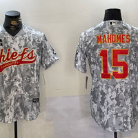 Men's Kansas City Chiefs Patrick Mahomes #15 Arctic Camo Salute to Service Limited Jersey1