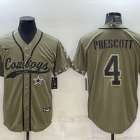 Men's Dallas Cowboys Dak Prescott #4 Olive 2022 Salute To Service Limited Jersey1 Joint Edition