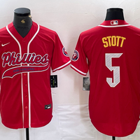 Men's Philadelphia Phillies Bryson Stott #5 Red Player Jersey1 Joint Edition