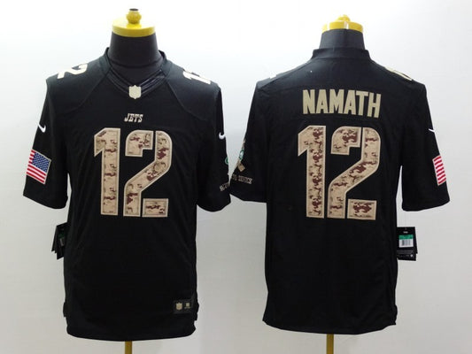 Men's New York Jets Joe Namath #12 Black Player Game Jersey1