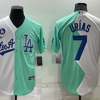 Men's Los Angeles Dodgers Julio Urias #7 White/Green Replica Baseball Jersey1