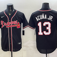 Men's Atlanta Braves Ronald Acuna Jr. #13 Fashion Replica Black Out Jersey