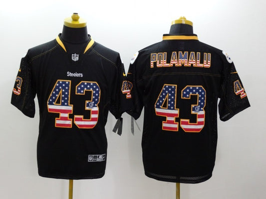 Men's Pittsburgh Steelers Troy Polamalu #43 Black Alternate Game Jersey1