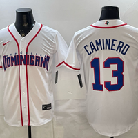 Men's Dominican Republic Baseball Junior Caminero #13 White 2026 World Baseball Classic Stadium Jersey