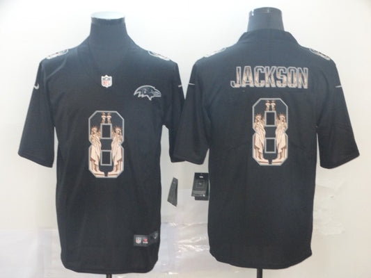 Men's Baltimore Ravens Lamar Jackson #8 Black Team Game Jersey1