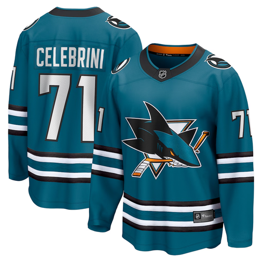 Men's San Jose Sharks Macklin Celebrini #71 Fanatics Teal Home Breakaway Jersey