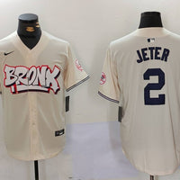 Men's New York Yankees Derek Jeter #2 Cream Limited Player Jersey1