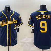Men's Milwaukee Brewers Bob Uecker #9 Navy Limited Player Jersey1