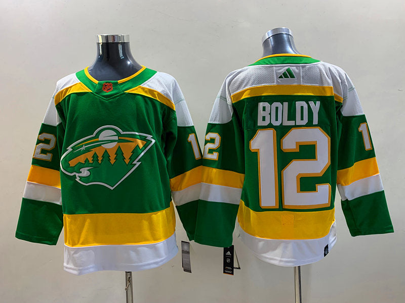Men's Minnesota Wild Matthew Boldy #12 Green Breakaway Player Jersey1