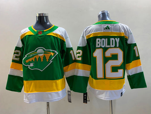 Men's Minnesota Wild Matthew Boldy #12 Green Breakaway Player Jersey1