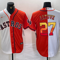 Men's Houston Astros Jose Altuve #27 White/Orange Replica Player Jersey1