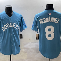 Men's Los Angeles Dodgers Enrique Hernandez #8 Light Blue Limited Player Jersey1