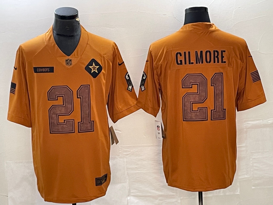 Men's Dallas Cowboys Stephon Gilmore #21 Brown 2023 Salute To Service Retired Player Limited Jersey1