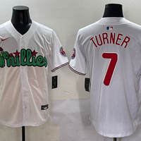 Men's Philadelphia Phillies Trea Turner #7 White Game Jersey1