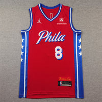 Men's Philadelphia 76ers Paul George #8 Red Swingman Jersey1 - Statement Edition