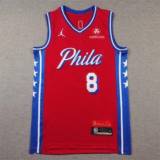 Men's Philadelphia 76ers Paul George #8 Red Swingman Jersey1 - Statement Edition