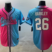 Saquon Barkley #26 Philadelphia Eagles Pink Blue Game Jersey - JerseysFreak