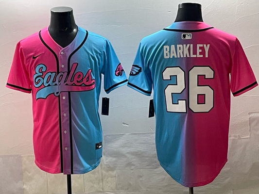 Men's Philadelphia Eagles Saquon Barkley #26 Pink/Blue Game Jersey