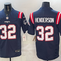 Men's New England Patriots TreVeyon Henderson #32 Navy Player Game Jersey