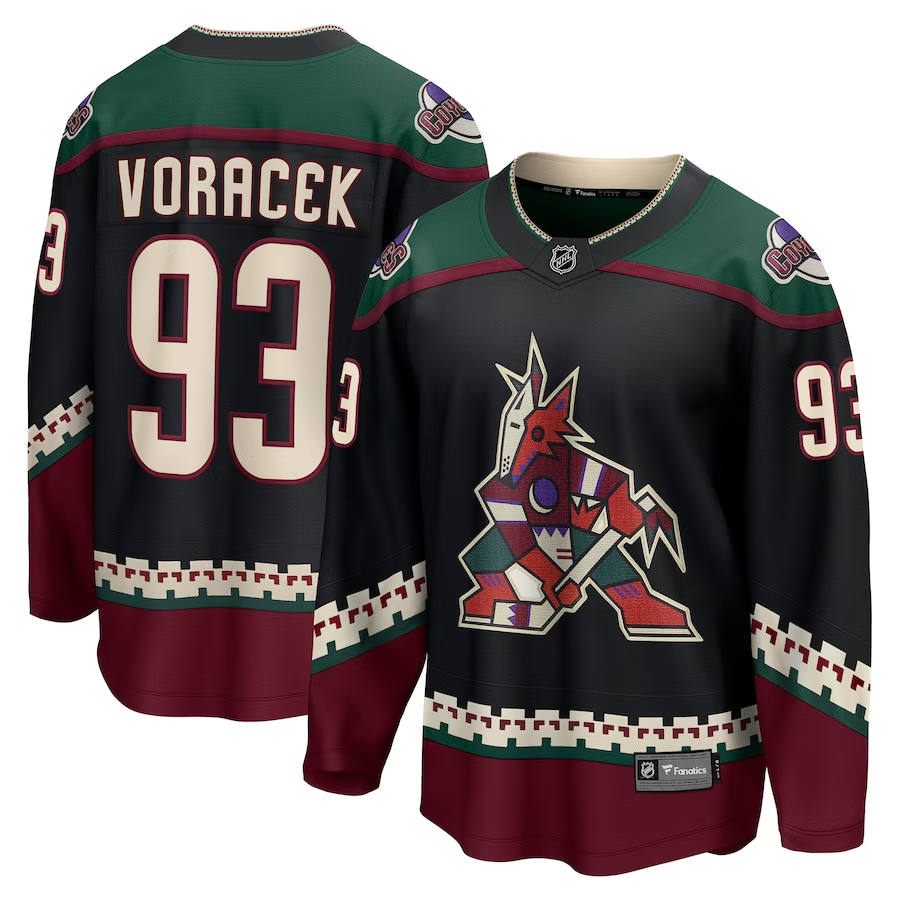Men's Arizona Coyotes Jakub Voracek #93 Black Home Breakaway Jersey1