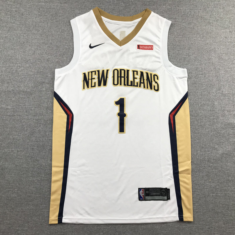 Men's New Orleans Pelicans Zion Williamson #1 White Swingman Jersey1