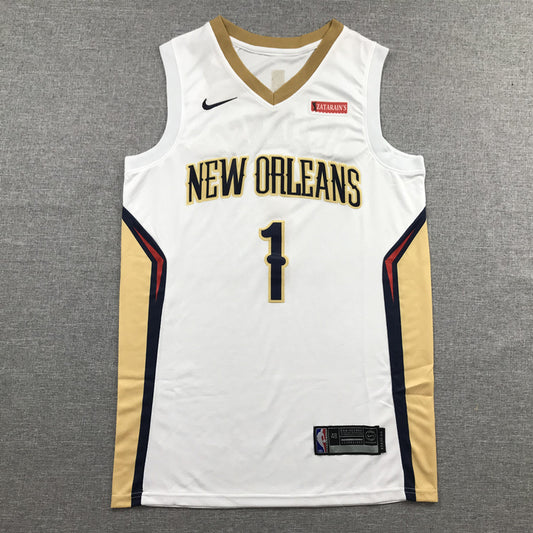 Men's New Orleans Pelicans Zion Williamson #1 White Swingman Jersey1