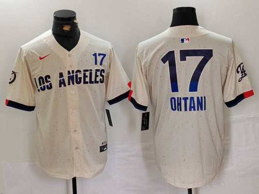 Men's Los Angeles Dodgers Shohei Ohtani #17 Cream 2024 City Connect Player Jersey1