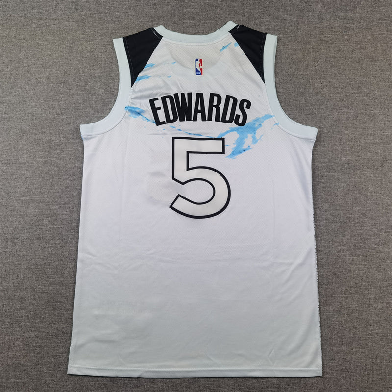 Men's Minnesota Timberwolves Anthony Edwards #5 White 2024/25 Swingman Player Jersey1 - City Edition