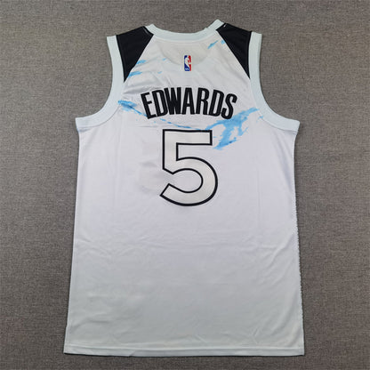 Men's Minnesota Timberwolves Anthony Edwards #5 White 2024/25 Swingman Player Jersey1 - City Edition