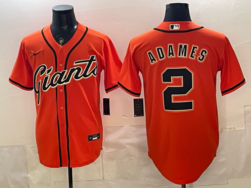 Men's San Francisco Giants Willy Adames #2 Orange Alternate Replica Jersey