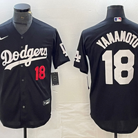 Men's Los Angeles Dodgers Yoshinobu Yamamoto #18 Black Replica Game Jersey1
