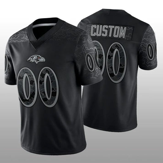 Custom1 Baltimore Ravens Football Stitched Black RFLCTV Limited Jersey1 Football Jerseys