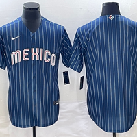 Men's 2023 World Baseball Classic Mexico Navy Blank Jersey1