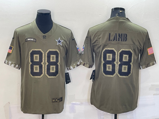 Men's Dallas Cowboys CeeDee Lamb #88 Olive 2022 Salute To Service Limited Jersey1