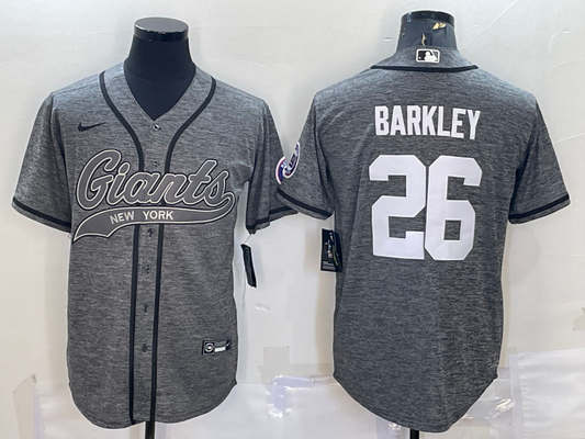 Men's New York Giants Saquon Barkley #26 Gray Game Jersey1 Joint Edition
