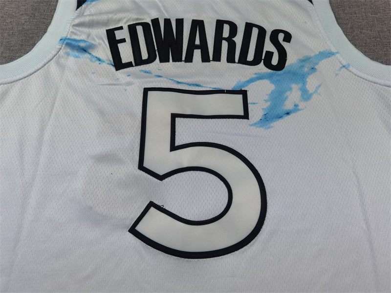 Men's Minnesota Timberwolves Anthony Edwards #5 White 2024/25 Swingman Player Jersey1 - City Edition