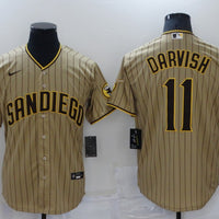 Men's San Diego Padres Yu Darvish #11 Tan Replica Player Jersey1