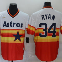 Men's Houston Astros Nolan Ryan #34 White/Orange Replica Baseball Jersey1