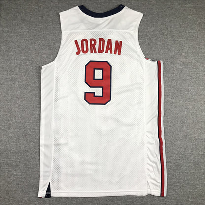 Men's Michael Jordan #9 White Dri-fit Team USA Stitched Basketball Jersey